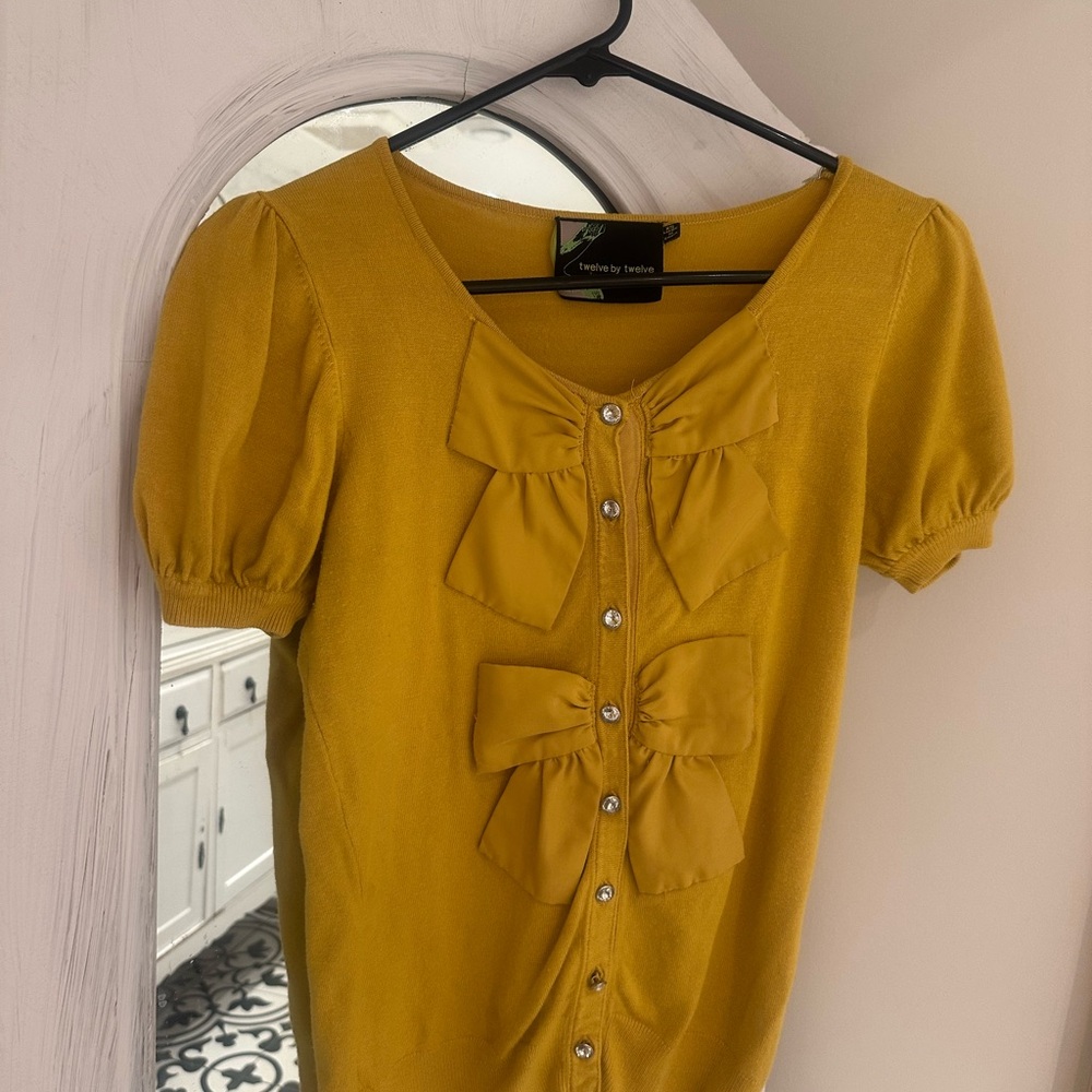 Twelve by Twelve Yellow Bow-Front Blouse